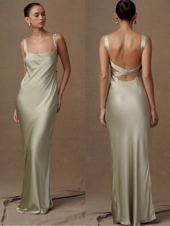 Meshki Dresses & Skirts - MESHKI SMALL Ensley green satin strappy back maxi dress